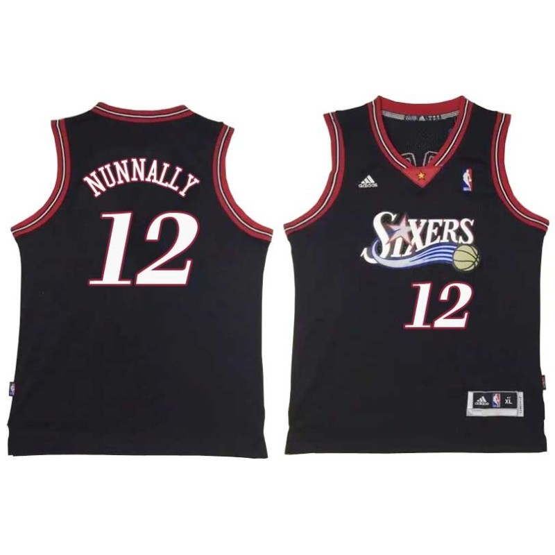 Black Throwback James Nunnally Twill Basketball Jersey -76ers #12 Nunnally Twill Jerseys, FREE SHIPPING