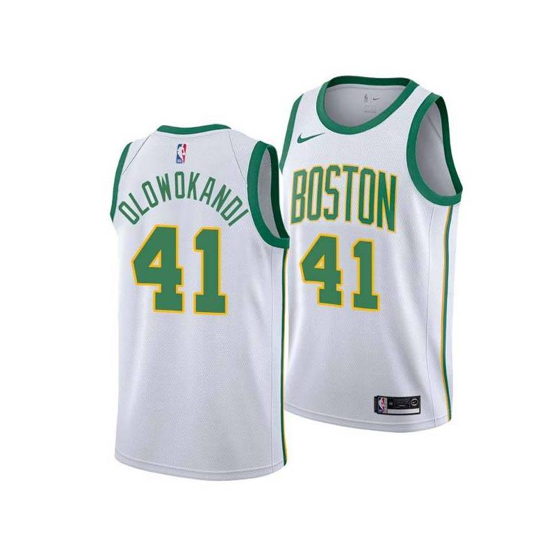 2018-19City Michael Olowokandi Twill Basketball Jersey -Celtics #41 Olowokandi Twill Jerseys, FREE SHIPPING