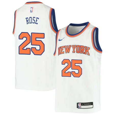 White Derrick Rose Twill Basketball Jersey -Knicks #25 Rose Twill Jerseys, FREE SHIPPING