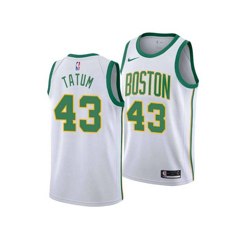 2018-19City Earl Tatum Twill Basketball Jersey -Celtics #43 Tatum Twill Jerseys, FREE SHIPPING