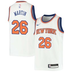 White Bill Martin Twill Basketball Jersey -Knicks #26 Martin Twill Jerseys, FREE SHIPPING