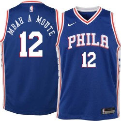 Blue Luc Mbah a Moute Twill Basketball Jersey -76ers #12 Mbah a Moute Twill Jerseys, FREE SHIPPING