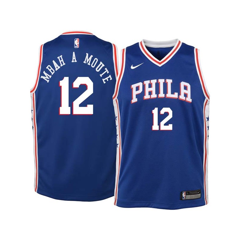 Blue Luc Mbah a Moute Twill Basketball Jersey -76ers #12 Mbah a Moute Twill Jerseys, FREE SHIPPING