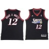 Black Throwback Luc Mbah a Moute Twill Basketball Jersey -76ers #12 Mbah a Moute Twill Jerseys, FREE SHIPPING