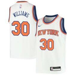 White Frank Williams Twill Basketball Jersey -Knicks #30 Williams Twill Jerseys, FREE SHIPPING