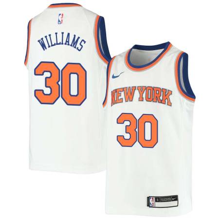 White Frank Williams Twill Basketball Jersey -Knicks #30 Williams Twill Jerseys, FREE SHIPPING