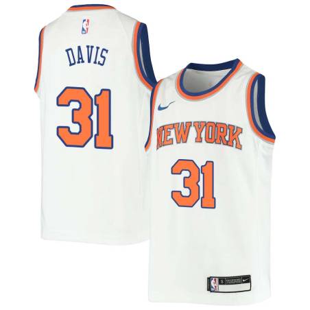 White Mel Davis Twill Basketball Jersey -Knicks #31 Davis Twill Jerseys, FREE SHIPPING