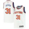 White Mark Jackson Twill Basketball Jersey -Knicks #31 Jackson Twill Jerseys, FREE SHIPPING