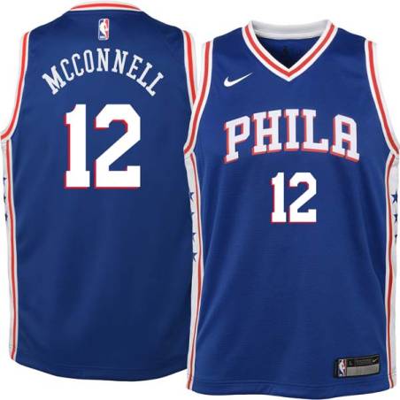 Blue T.J. McConnell Twill Basketball Jersey -76ers #12 McConnell Twill Jerseys, FREE SHIPPING