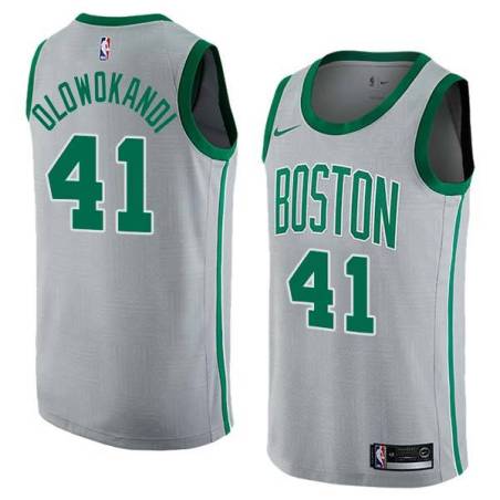 2017-18City Michael Olowokandi Twill Basketball Jersey -Celtics #41 Olowokandi Twill Jerseys, FREE SHIPPING