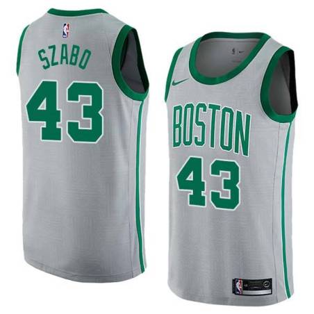 2017-18City Brett Szabo Twill Basketball Jersey -Celtics #43 Szabo Twill Jerseys, FREE SHIPPING