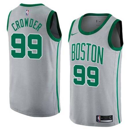 2017-18City Jae Crowder Twill Basketball Jersey -Celtics #99 Crowder Twill Jerseys, FREE SHIPPING