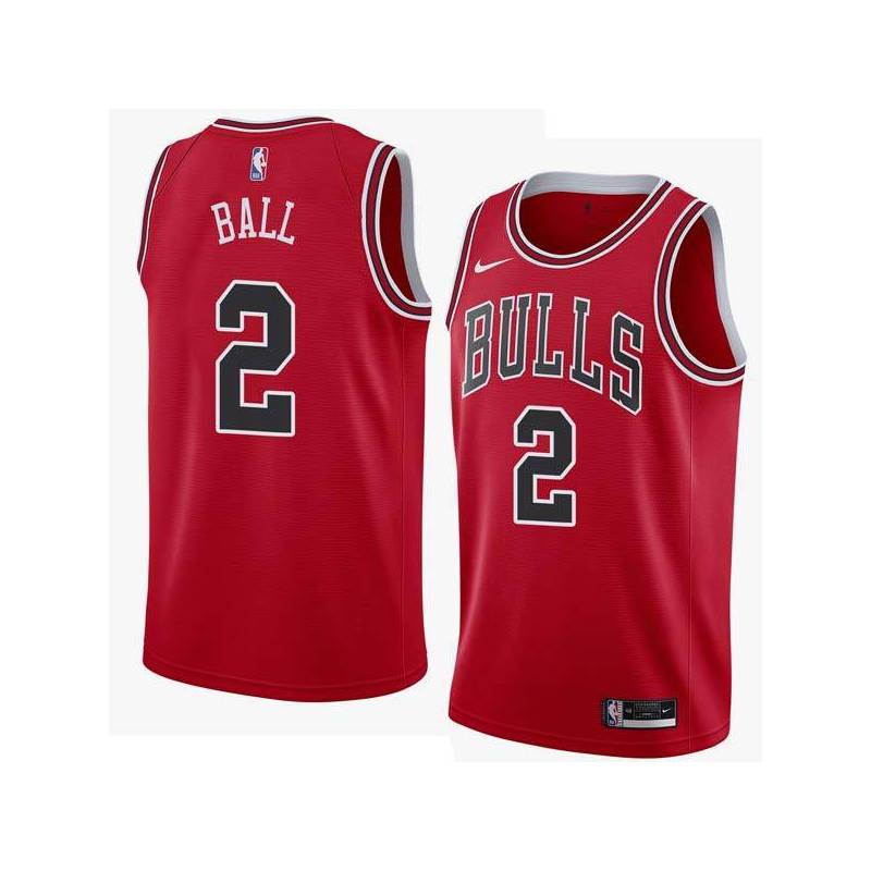 Red Lonzo Ball Bulls #2 Twill Basketball Jersey