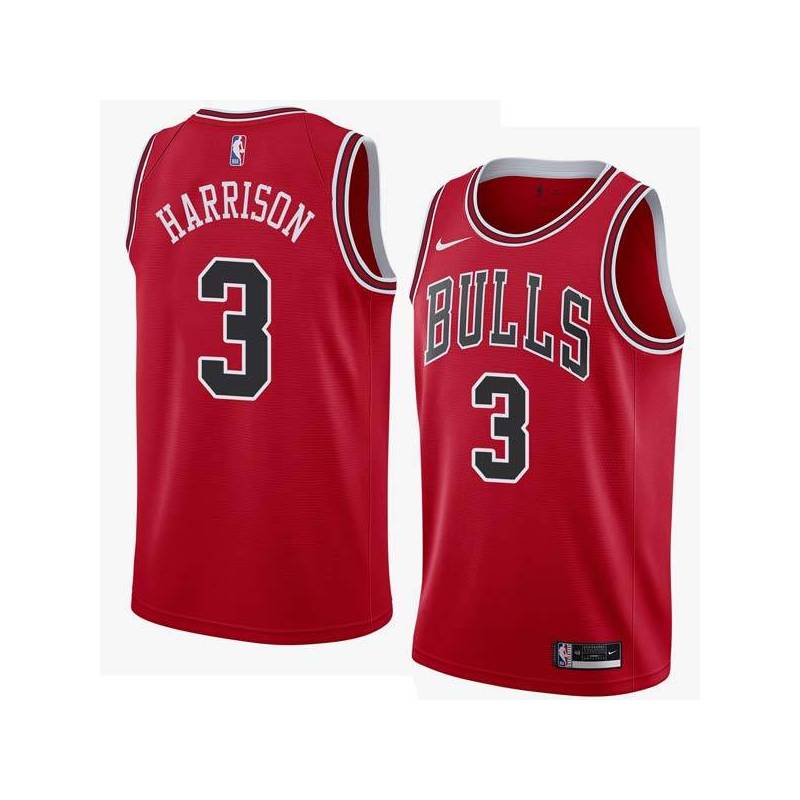 Red Shaquille Harrison Bulls #3 Twill Basketball Jersey