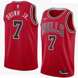 Red Troy Brown Jr. Bulls #7 Twill Basketball Jersey
