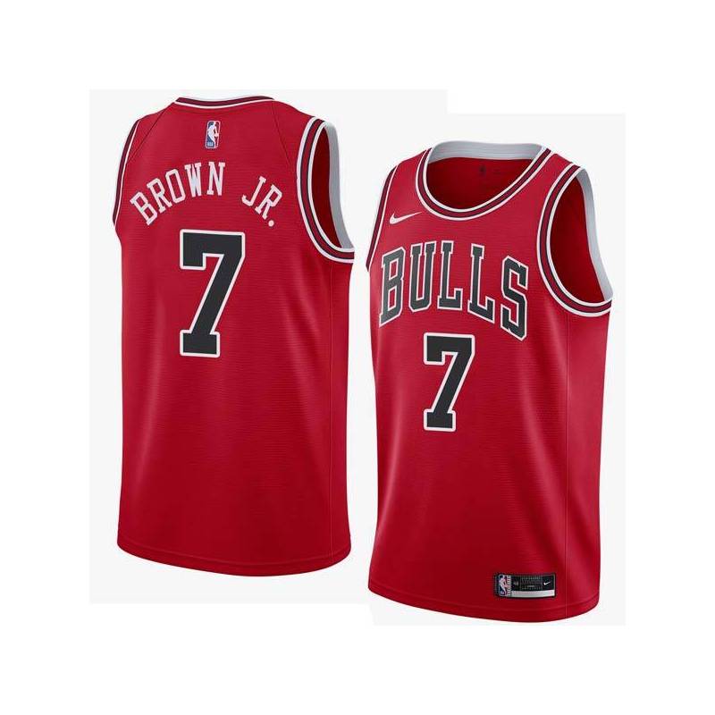 Red Troy Brown Jr. Bulls #7 Twill Basketball Jersey