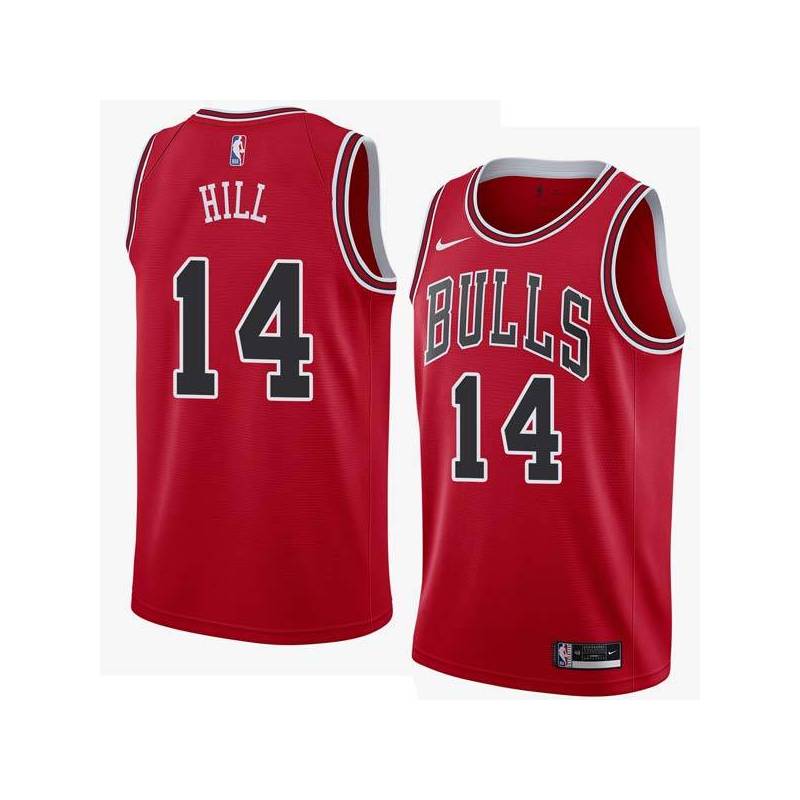 Red Malcolm Hill Bulls #14 Twill Basketball Jersey