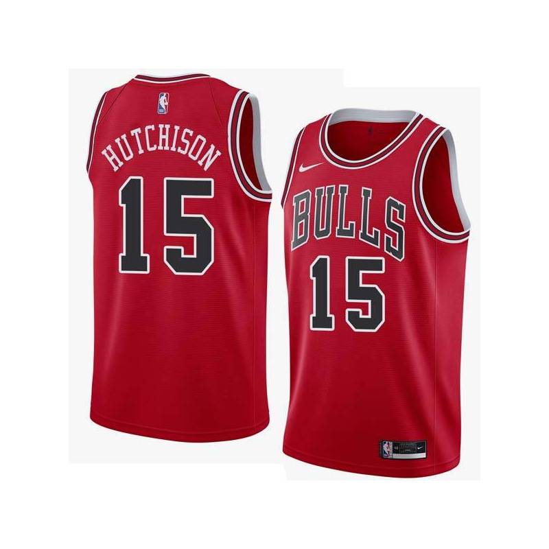 Red Chandler Hutchison Bulls #15 Twill Basketball Jersey