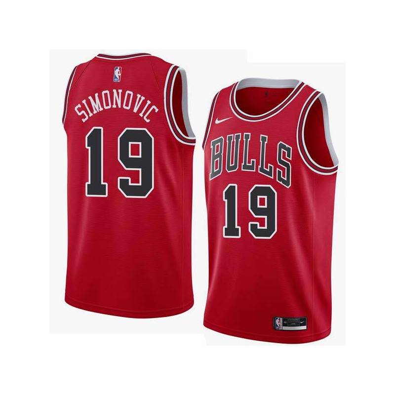 Red Marko Simonovic Bulls #19 Twill Basketball Jersey