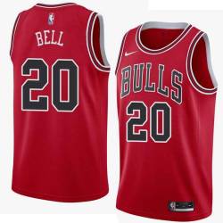 Red Jordan Bell Bulls #20 Twill Basketball Jersey