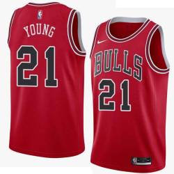 Red Thaddeus Young Bulls #21 Twill Basketball Jersey