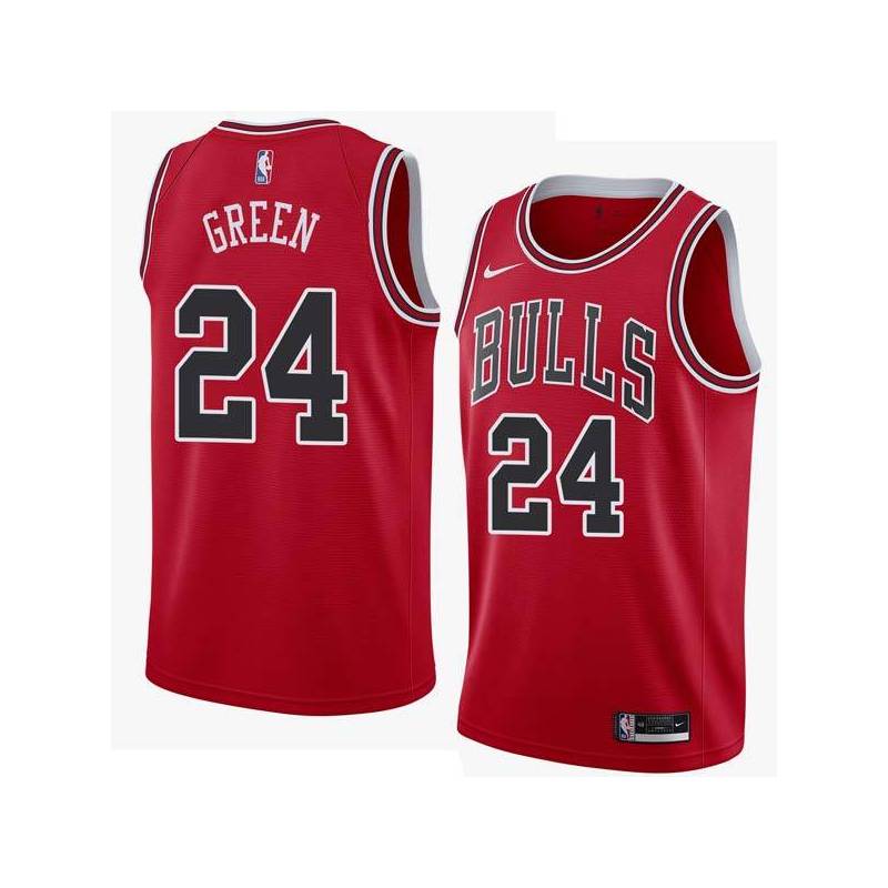 Red Javonte Green Bulls #24 Twill Basketball Jersey