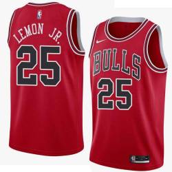 Red Walt Lemon Jr. Bulls #25 Twill Basketball Jersey