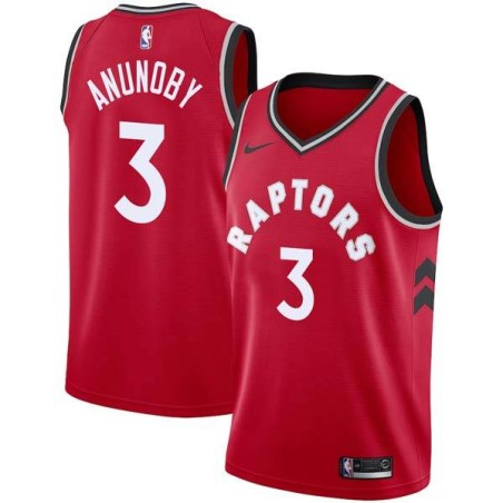 Red OG Anunoby Raptors #3 Twill Basketball Jersey