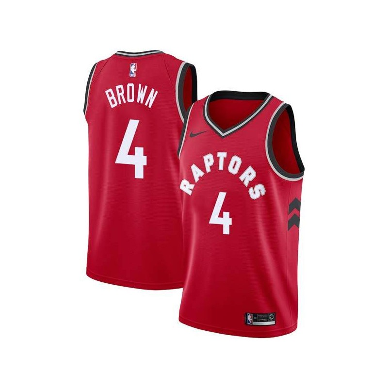 Red Lorenzo Brown Raptors #4 Twill Basketball Jersey