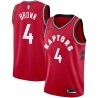 Red Lorenzo Brown Raptors #4 Twill Basketball Jersey