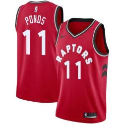 Red Shamorie Ponds Raptors #11 Twill Basketball Jersey