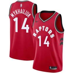 Red Svi Mykhailiuk Raptors #14 Twill Basketball Jersey