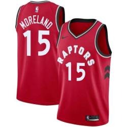Red Eric Moreland Raptors #15 Twill Basketball Jersey