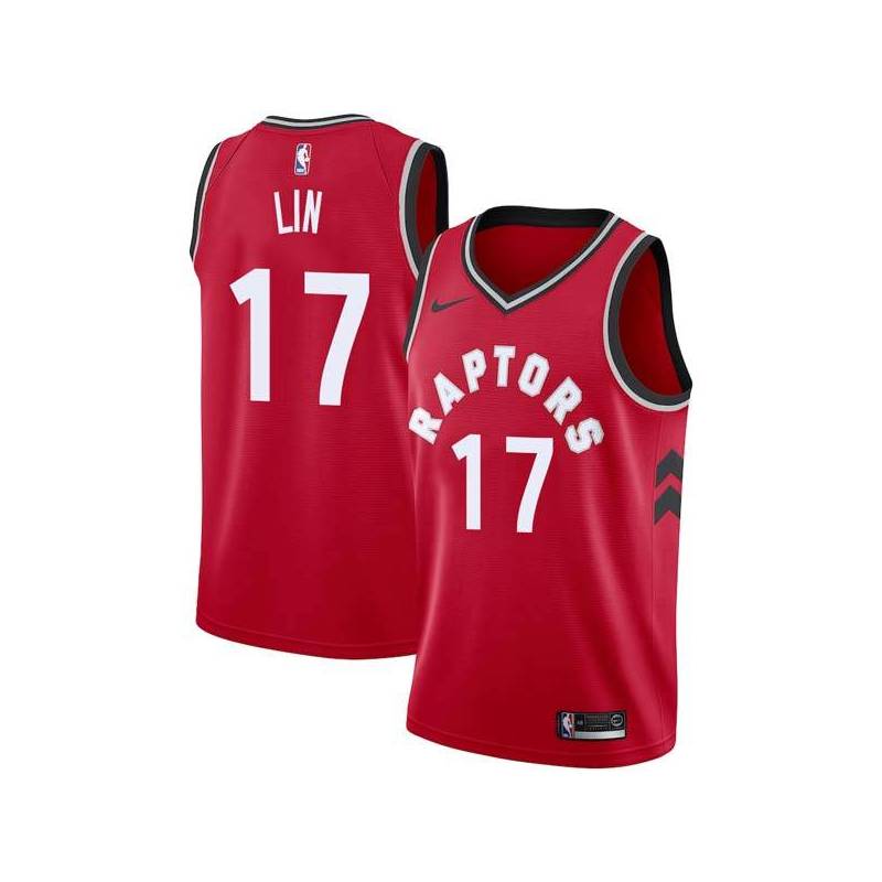 Red Jeremy Lin Raptors #17 Twill Basketball Jersey