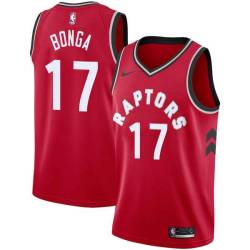 Red Isaac Bonga Raptors #17 Twill Basketball Jersey