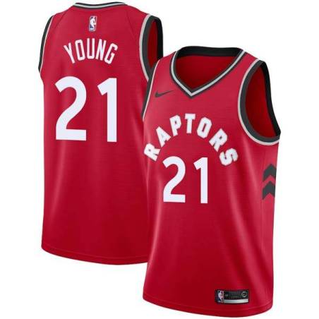 Red Thaddeus Young Raptors #21 Twill Basketball Jersey