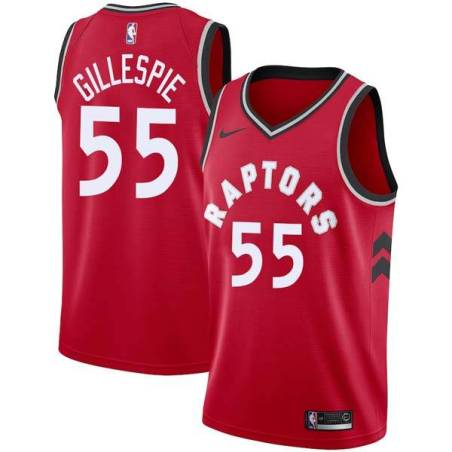 Red Freddie Gillespie Raptors #55 Twill Basketball Jersey