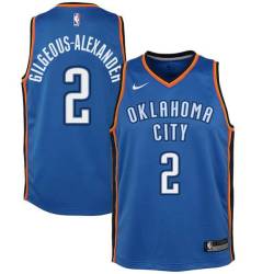 Blue Shai Gilgeous-Alexander Thunder #2 Twill Basketball Jersey