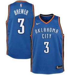 Blue Corey Brewer Thunder #3 Twill Basketball Jersey