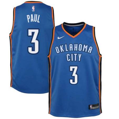 Blue Chris Paul Thunder #3 Twill Basketball Jersey