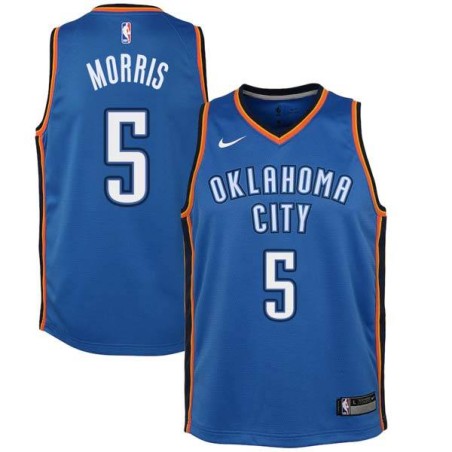 Blue Markieff Morris Thunder #5 Twill Basketball Jersey