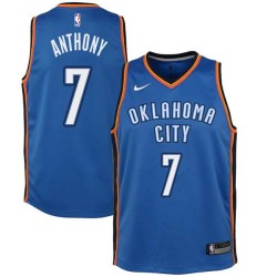 Blue Carmelo Anthony Thunder #7 Twill Basketball Jersey