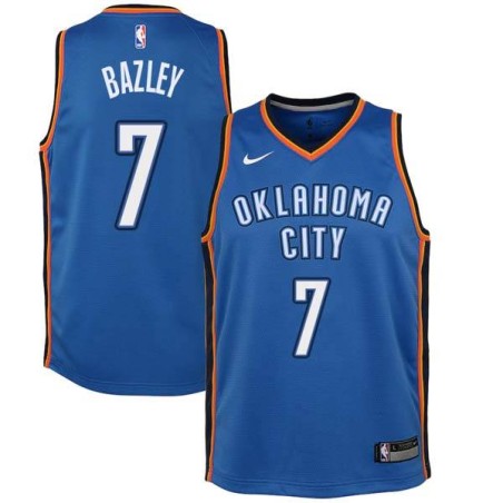 Blue Darius Bazley Thunder #7 Twill Basketball Jersey