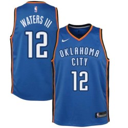 Blue Lindy Waters III Thunder #12 Twill Basketball Jersey