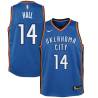 Blue Devon Hall Thunder #14 Twill Basketball Jersey