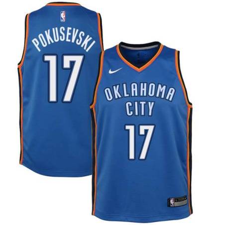 Blue Aleksej Pokusevski Thunder #17 Twill Basketball Jersey