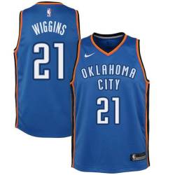 Blue Aaron Wiggins Thunder #21 Twill Basketball Jersey