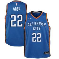 Blue Isaiah Roby Thunder #22 Twill Basketball Jersey
