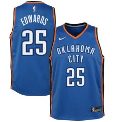 Blue Rob Edwards Thunder #25 Twill Basketball Jersey