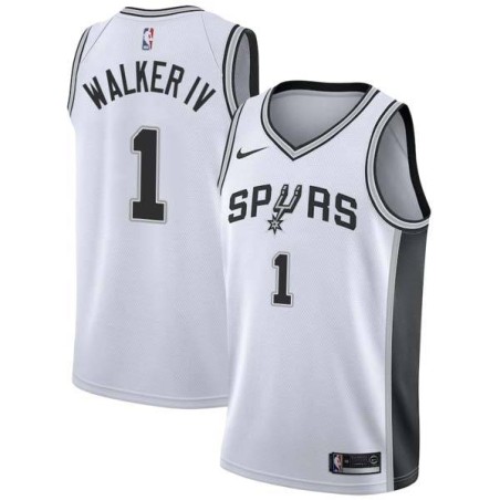 White Lonnie Walker IV Spurs #1 Twill Basketball Jersey